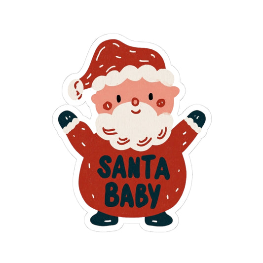 Santa Baby Kiss-Cut Sticker – Cute Retro Holiday Santa Decal