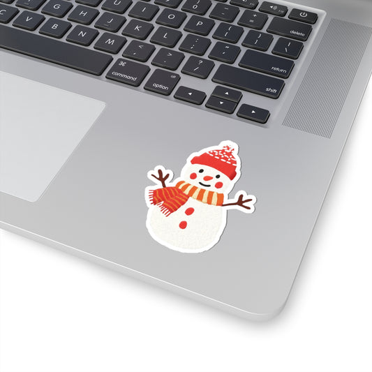 Snowman Kiss-Cut Sticker — Cute Winter Holiday Decal for Laptops, Water Bottles & Gifts